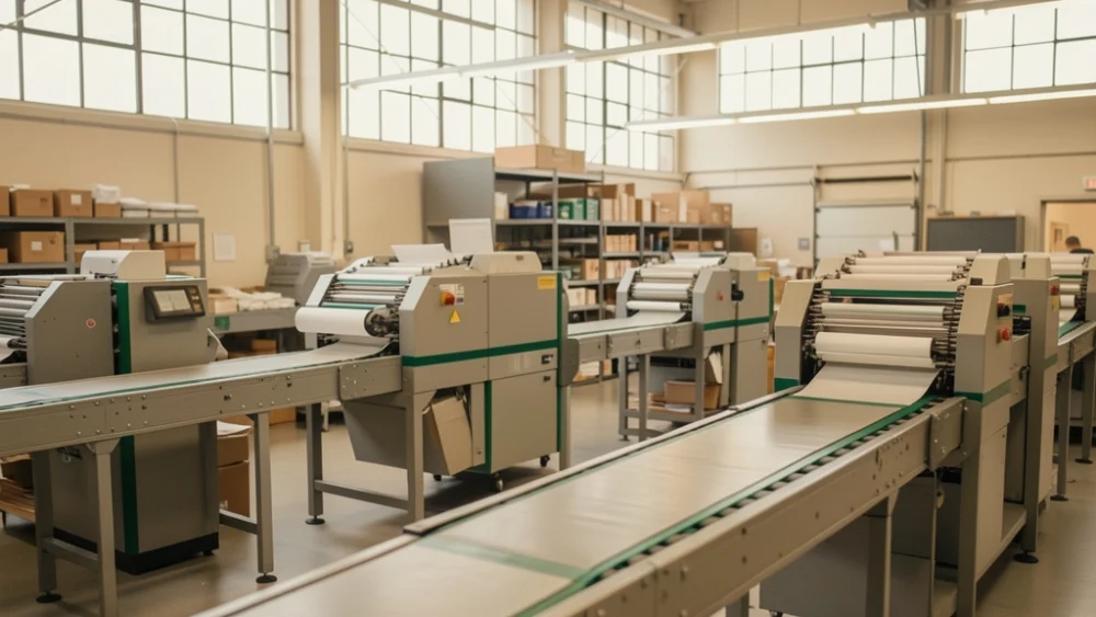 Industrial mail sorting facility with automated conveyor systems