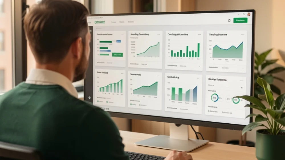Agency operator monitoring cold email sending infrastructure on an ultrawide monitor