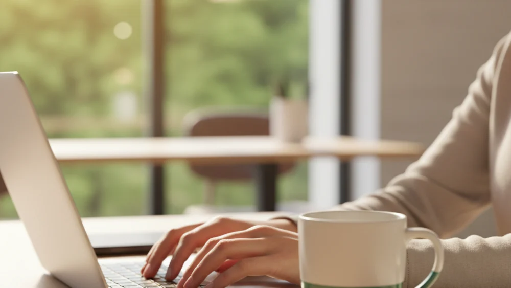 Person reviewing email inbox on desktop monitor in office setting