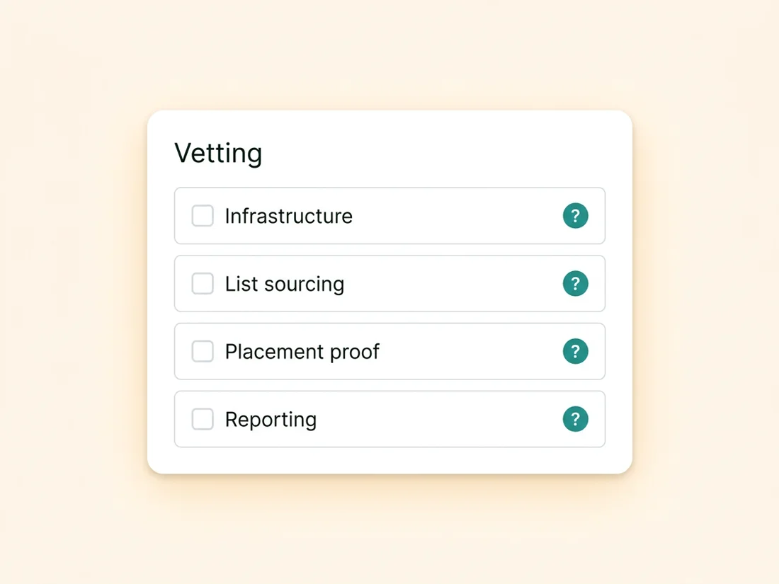 Cold email agency vetting checklist: infrastructure, list sourcing, placement proof, reporting