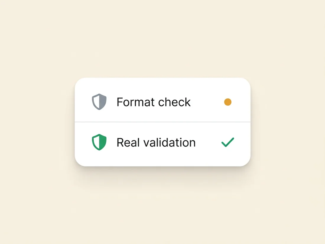 Google Forms email validation layers: the native format check versus real mailbox validation