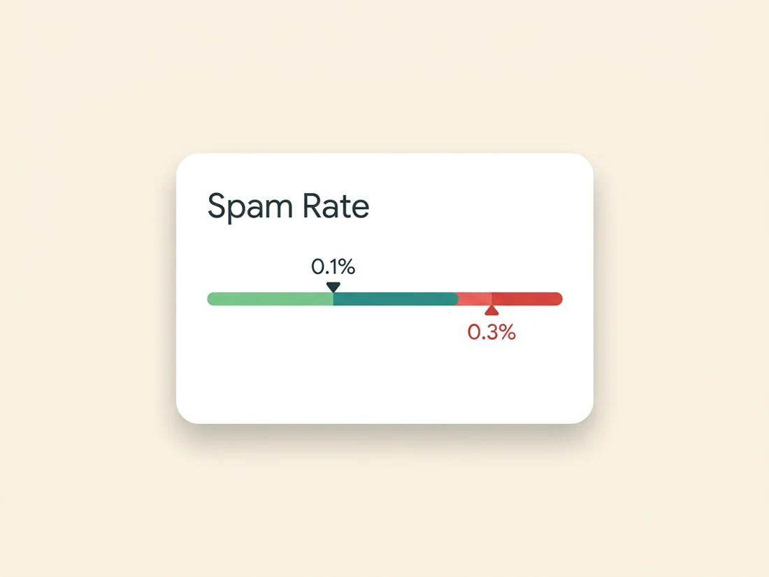 Gmail Postmaster Tools spam rate thresholds at 0.1 percent target and 0.3 percent enforcement