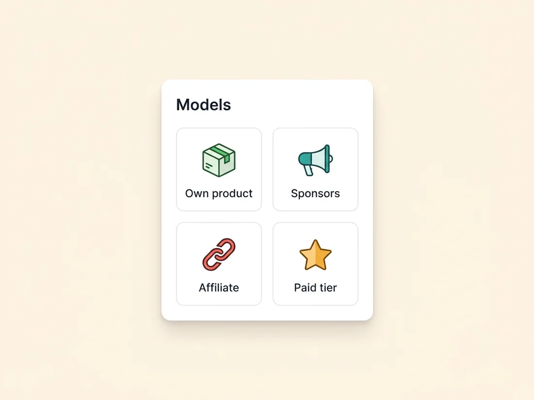 Four models to monetize an email list: own product, sponsors, affiliate, paid tier