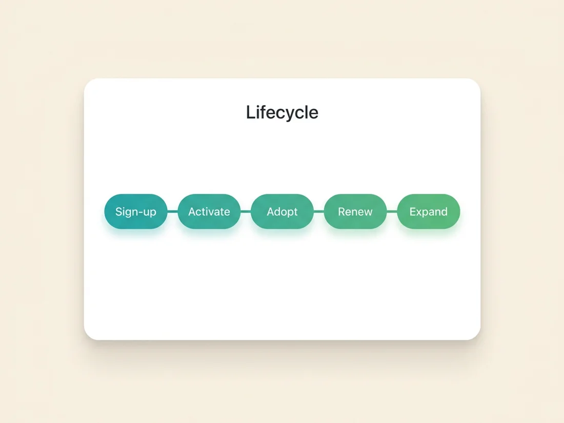 SaaS email marketing lifecycle stages from sign-up through activation, adoption, renewal and expansion